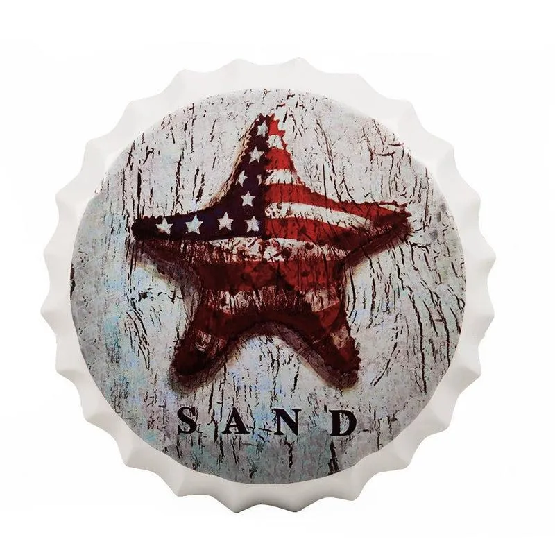 Star Fish Sand Bottle Cap Metal Wall Accent media 3