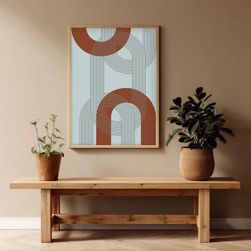 Linear Echo Canvas Wall Painting With Brown Frame media 1