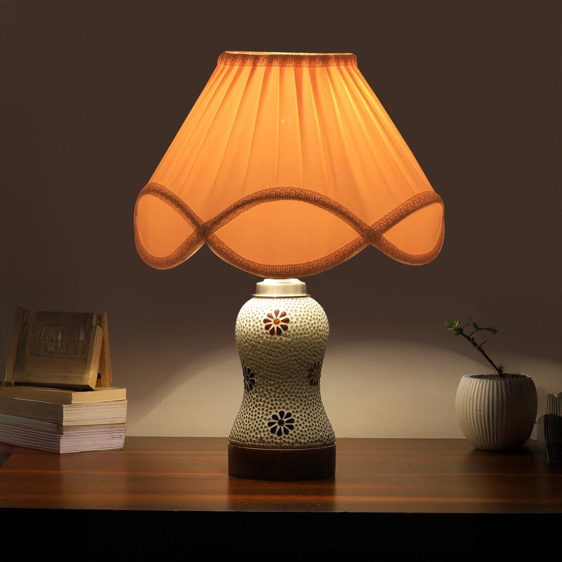 Espera Arc Pleated Wooden Table Lamp - Multicolor