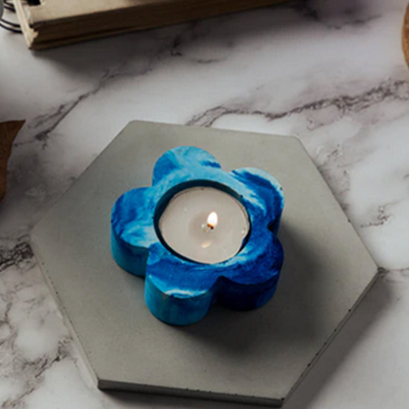 Blue Fluer Candle Holder