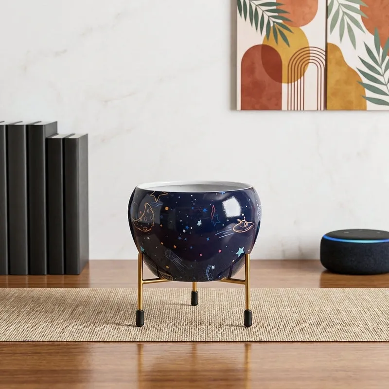 Kyari Midnight Orbit Metal Planter With Stand media 1