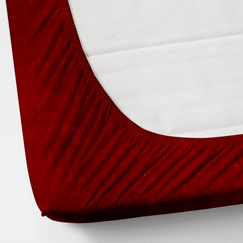Sarva Solid Cotton Flannel Bedsheet (Maroon) - 190 GSM media 5