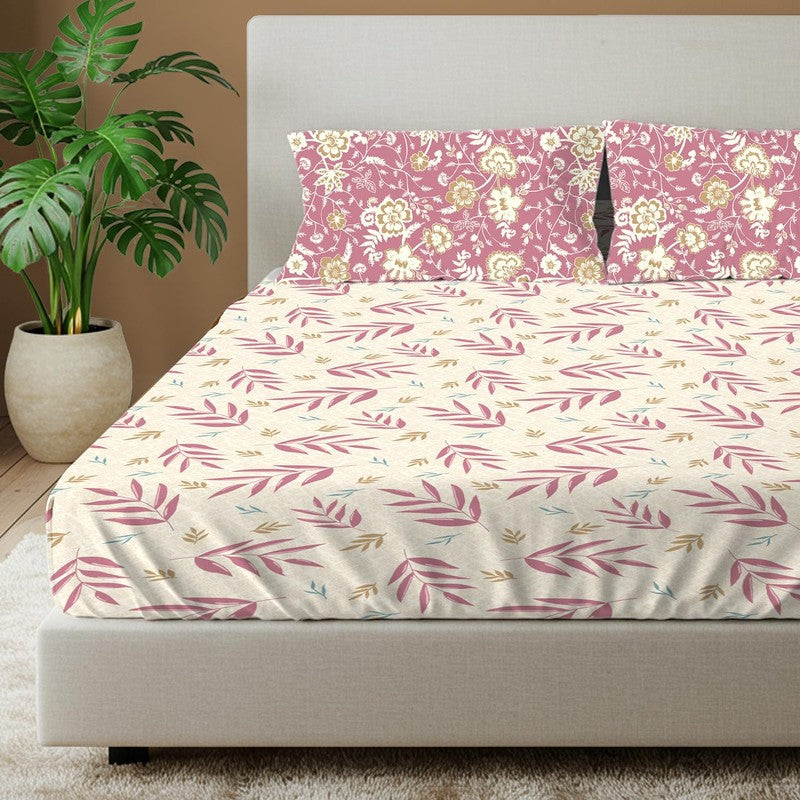 Urban Space Floral Whisper Cotton Bedsheet (Pink) - 144 TC media 3