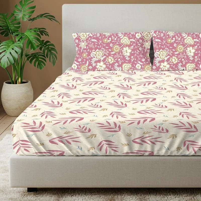 Urban Space Floral Whisper Cotton Bedsheet (Pink) - 144 TC media 3