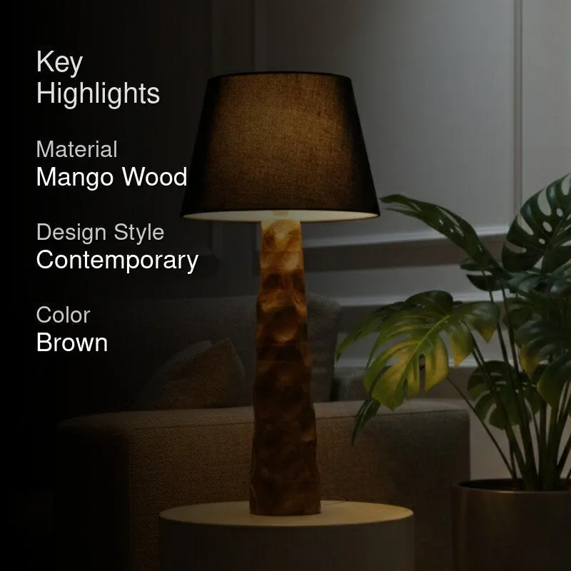 Sculpted Black Mango Wood Floor Lamp media 2