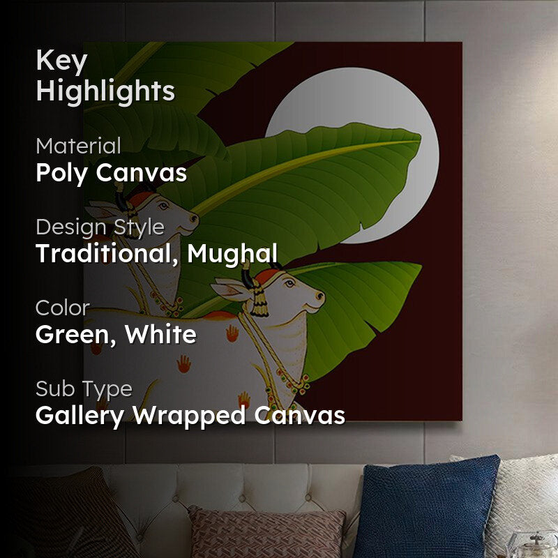 Moonlit Cow Charm Poly Canvas Wall Painting media 2