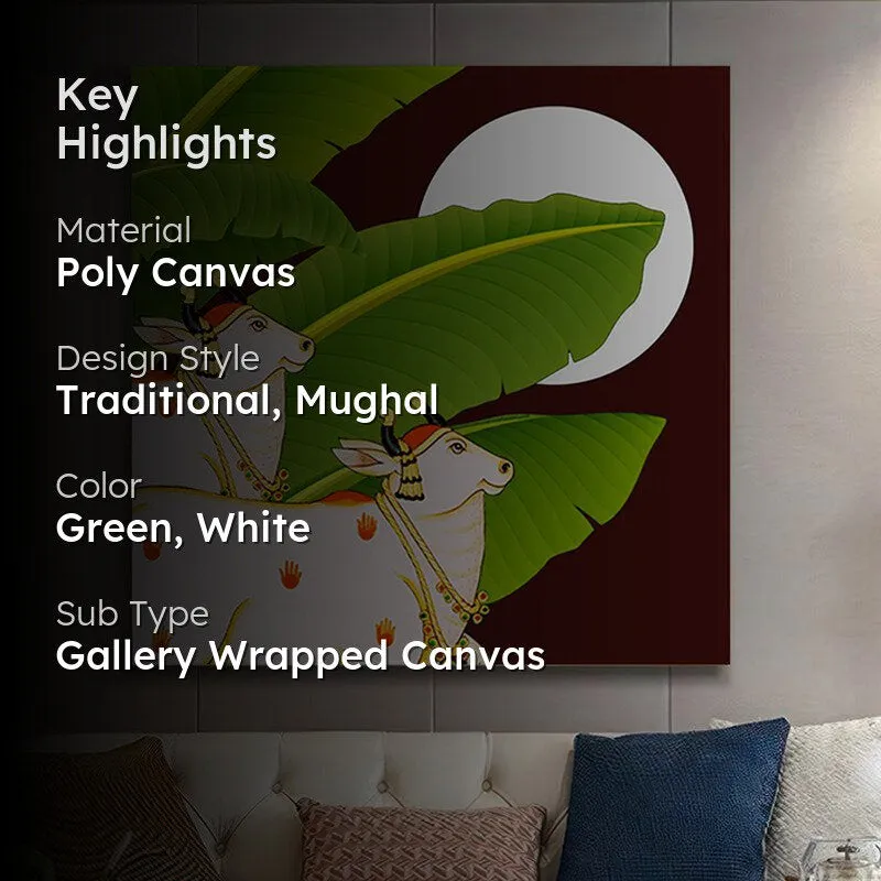 Moonlit Cow Charm Poly Canvas Wall Painting media 2