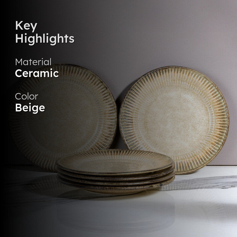 Mintora Beige Ceramic Quarter Plates - Set Of Six media 2