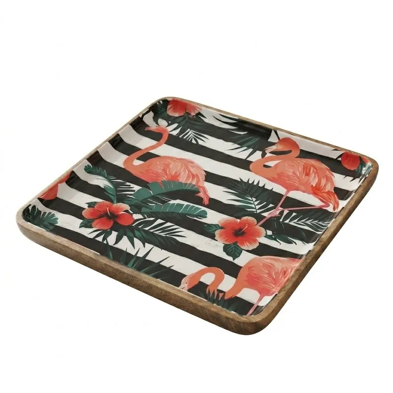 Flamingo Dance Mango Wood Platter media 4