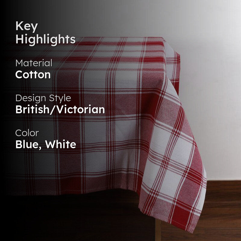 Checkerboard Chic Cotton Table Cover - White & Red media 2