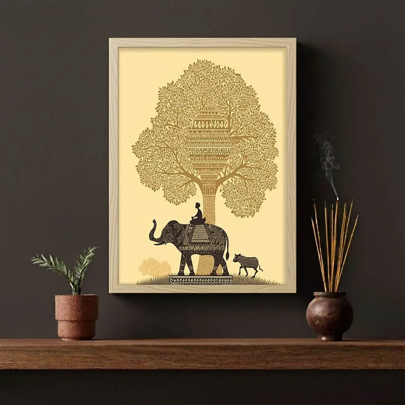 Kalpana Canvas Wall Painting With Brown Frame media 7