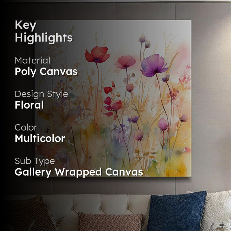 Whimsical Wildflower Meadow Poly Canvas Wall Painting media 2