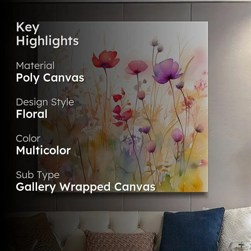 Whimsical Wildflower Meadow Poly Canvas Wall Painting media 2