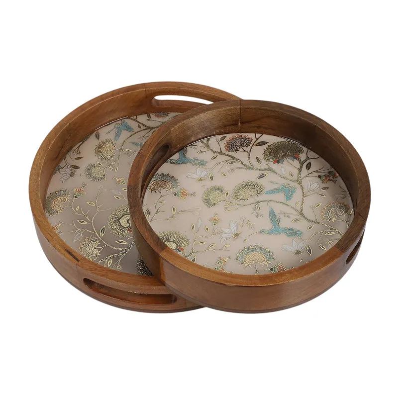 Blossom Glow Round Wooden Serving Tray - Set of Two media 4