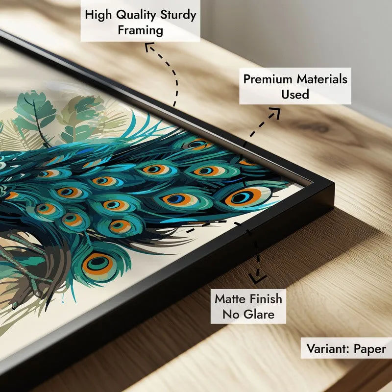 Flowers & Peacock Archival Paper Wall Art With Frame media 8