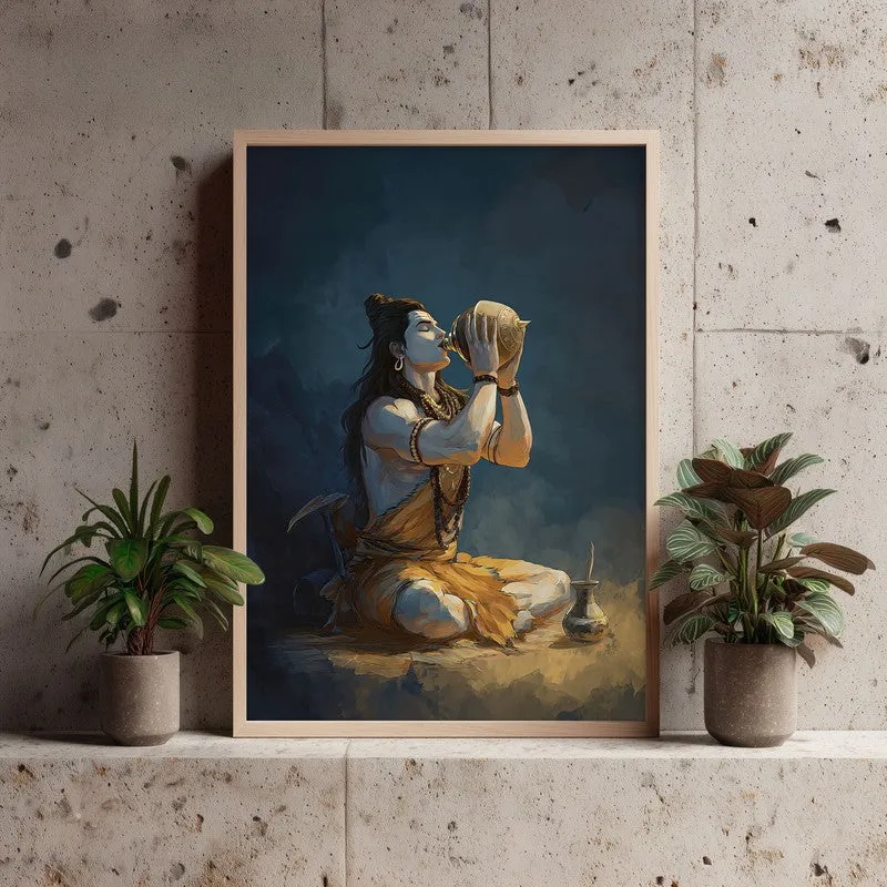 Lord Shiva with Kamandalu Divine II Archival Paper Wall Art - Natural Brown Frame media 3