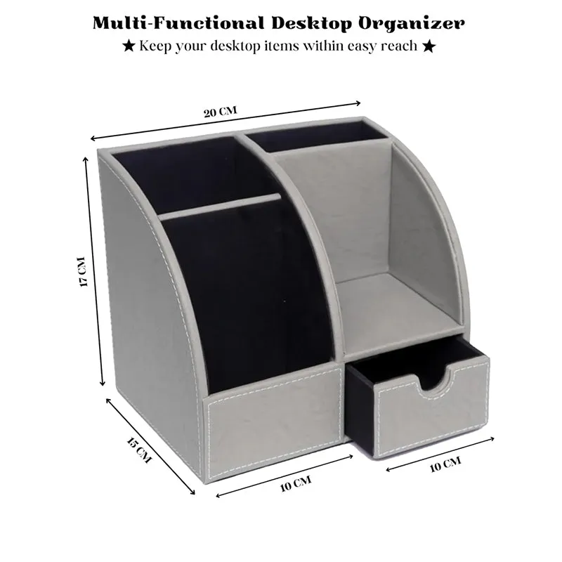 Sorrell Faux Leather Desk Organiser - Grey media 8