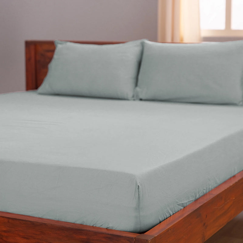 Maison Solid Cotton Bedsheet (Light Grey) - 400 TC media 8