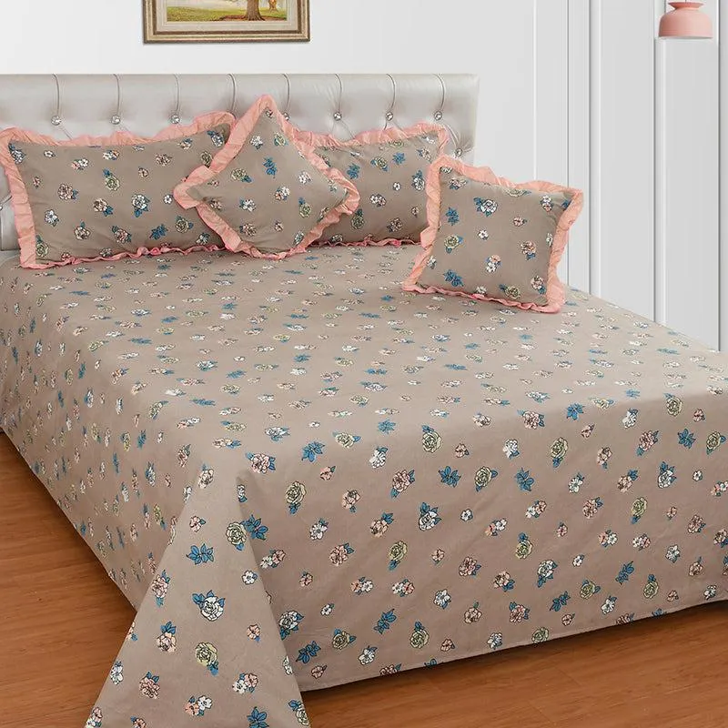 Moscow Winter Floral Frilled Microfiber Bedding Set - Five Piece Set media 1