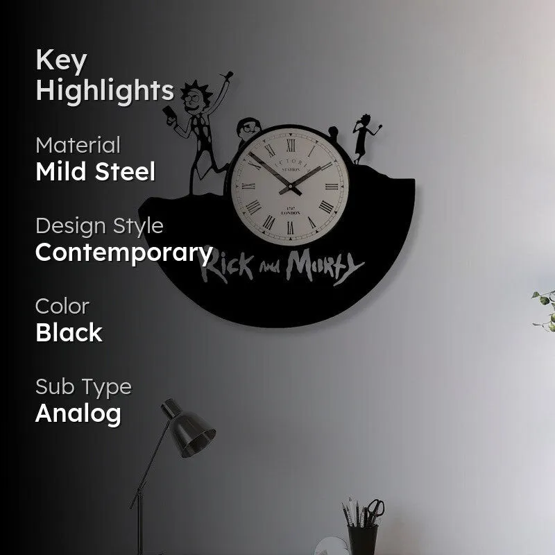 Galaxy Steel Analog Wall Clock - Black media 2