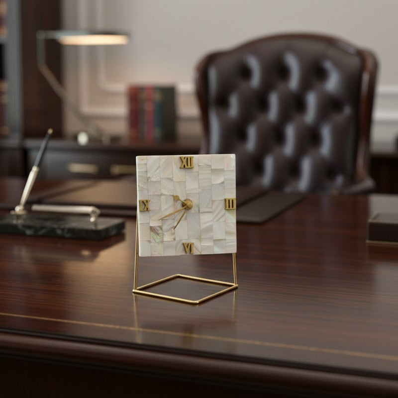 Tatsya Handcrafted Mother Of Pearl Table Clock media 4