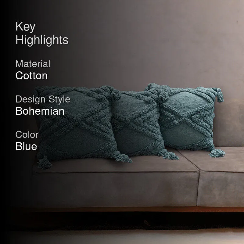 Squish & Stitch Tufted Cushion Cover (Blue) - Set Of Three media 2