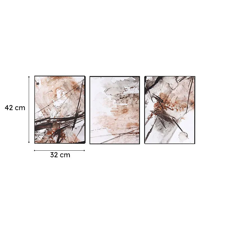 Glima Splash Wall Painting (Brown) - Set Of Three media 6