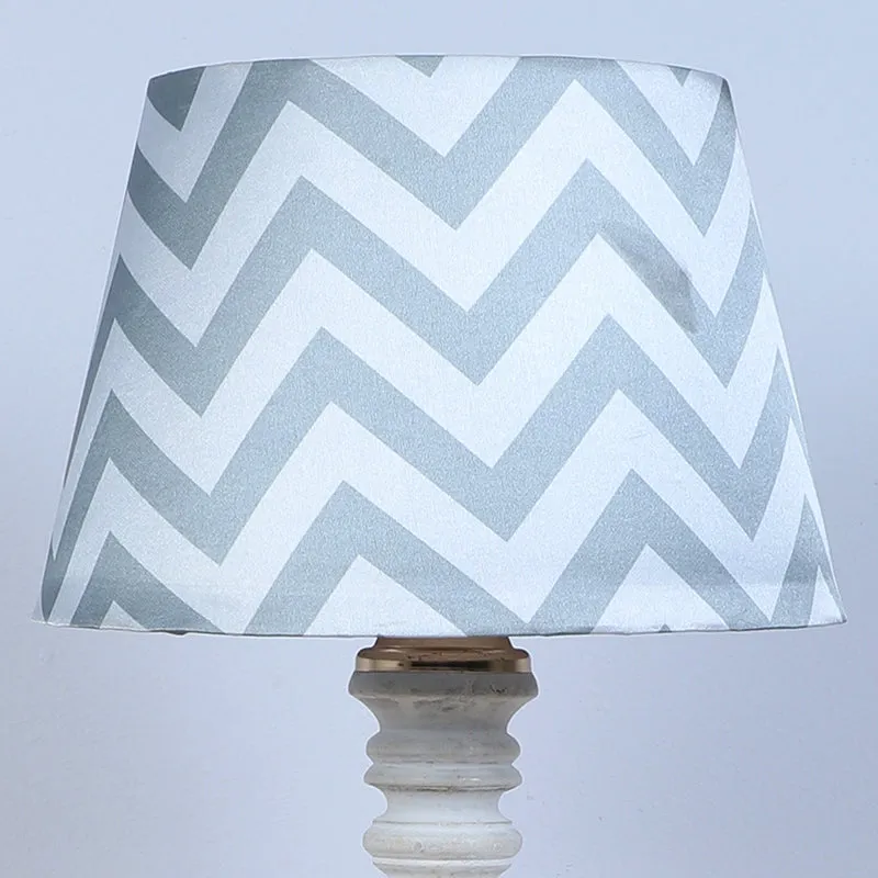 Chevron Light Coil Printed Mango Wood Table Lamp - Grey, White media 4