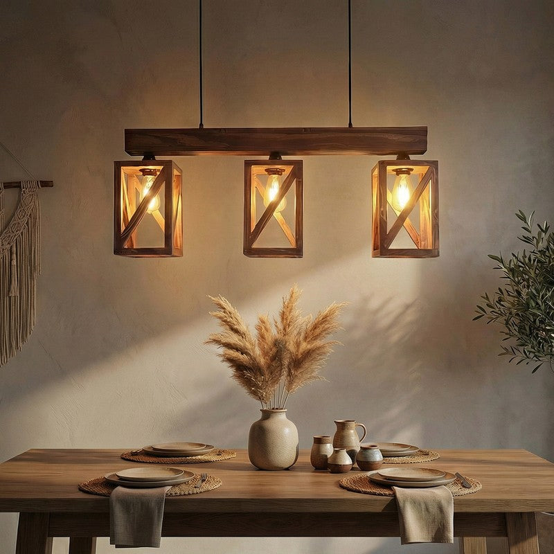 TriNest Wooden Ceiling Lamp - Brown