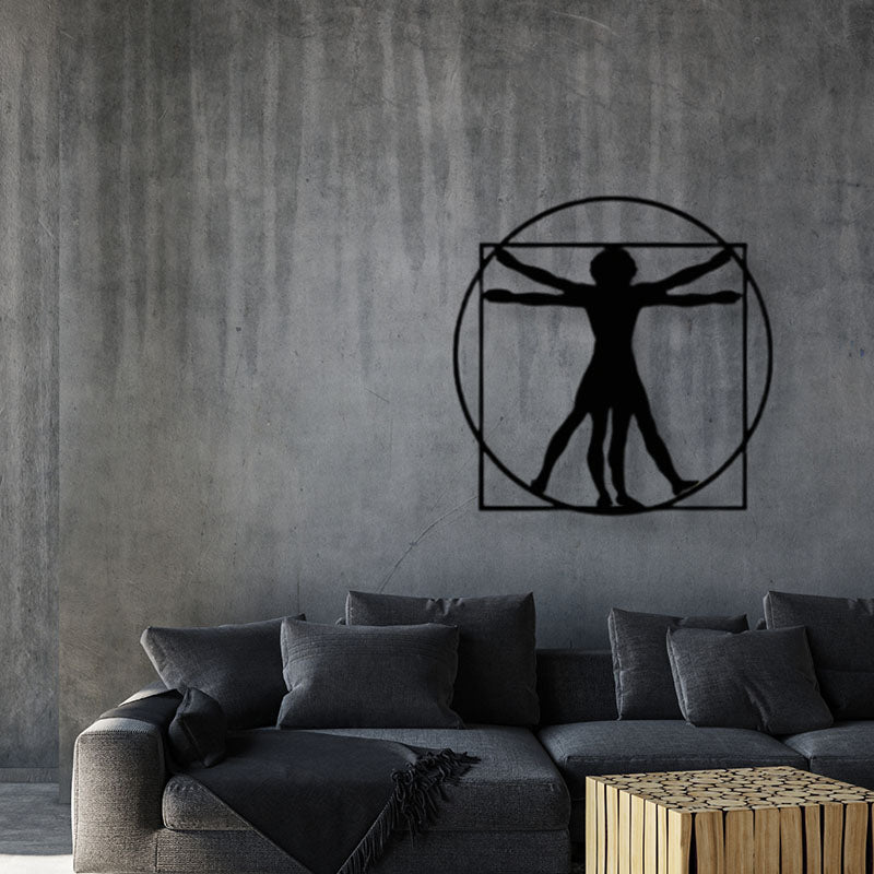 The Vitruvian Man Black Iron Wall Accent