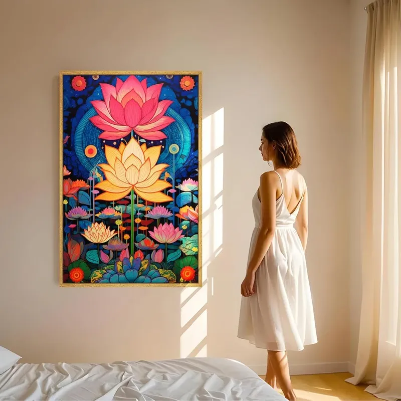 Paradise Lotus Wall Art With Frame media 2