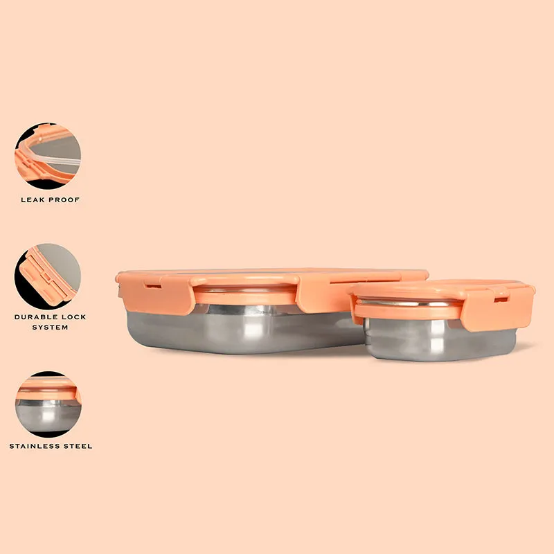 Delico Pack Peach Lunch Box With Insulated Pouch (775 mL /150 mL) - Three Piece Set media 6