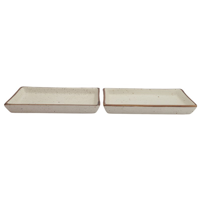 Brownline White Stoneware Platter (300 mL) - Set Of Two media 4