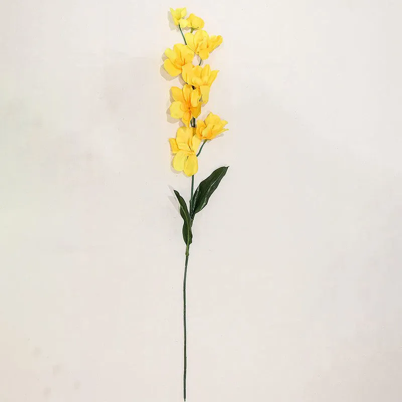 Decorative Artificial Orchid Flower (Yellow) - Set Of Five media 5
