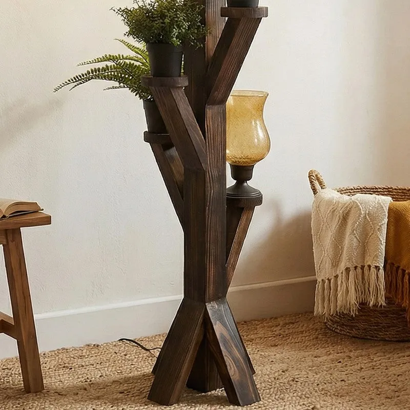 CozyHue Wooden Floor Lamp - Brown media 5