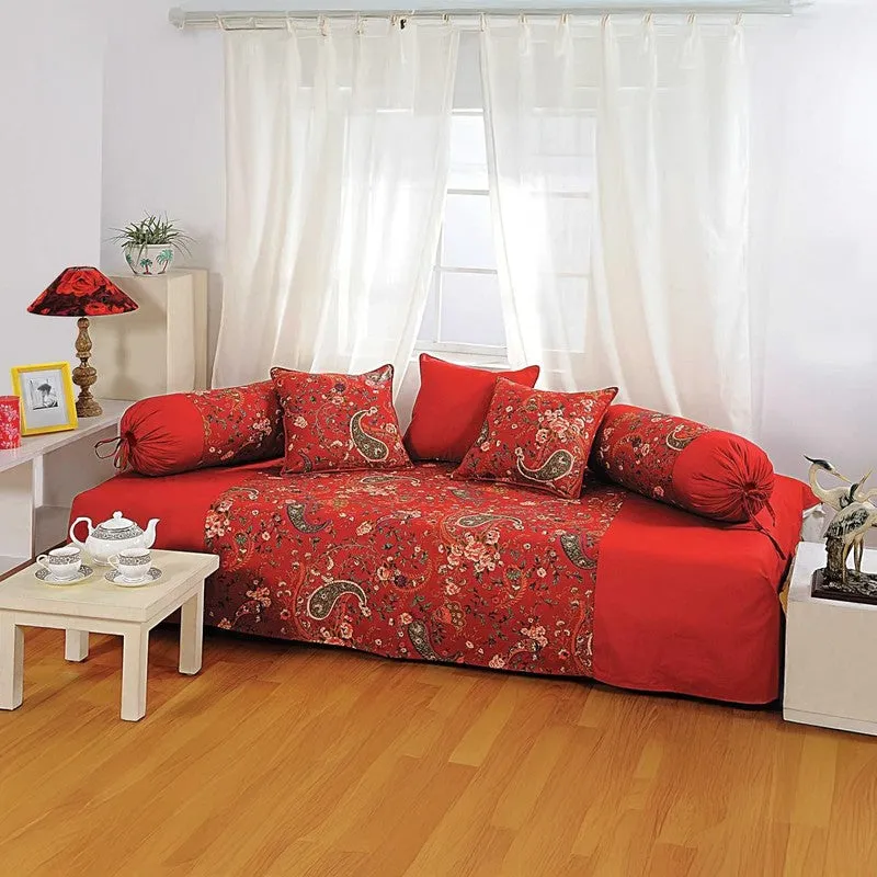 Swayam Crimson Paisley Diwan Set media 1
