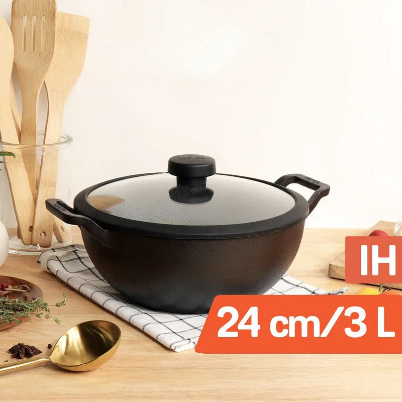 Meyer Cast Iron Kadhai with Lid - 3000 mL media 4
