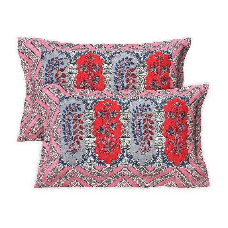 Floraum Cotton Bedsheet (Red,Grey) - 240 TC media 5