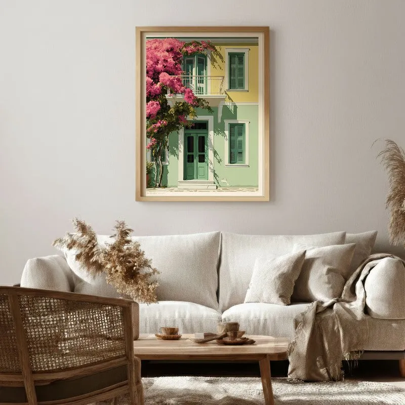 Noontide Neon Canvas Wall Painting - Brown Frame media 1