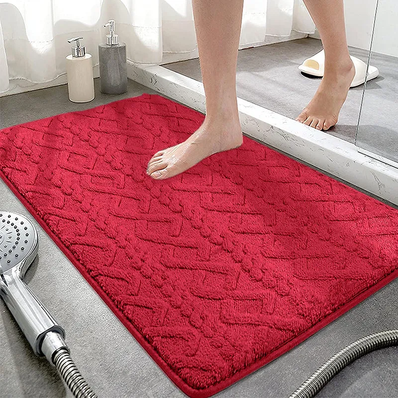 Interlocked Steps Microfiber Bath Mat - Red media 5
