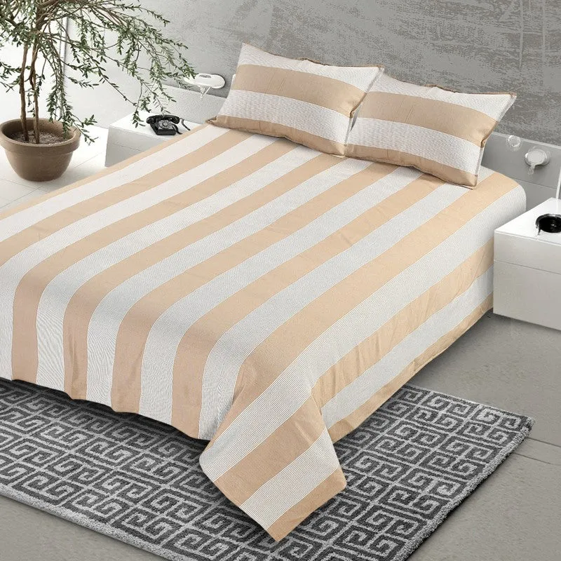 Stripe Story Cotton Bedsheet (Beige) - 220 TC media 4