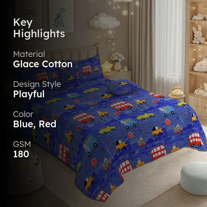 Blue Bus GlaceCotton Kids Bedding Set (180 GSM) - Five Piece Set media 2