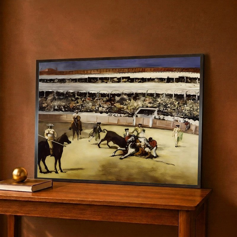Bullfight c.1865 Canvas Wall Painting - 16 x 12 Inches