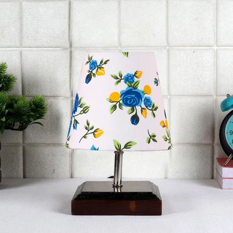 Niksha Blue Fleur Fabric Table Lamp - Multicolor media 3