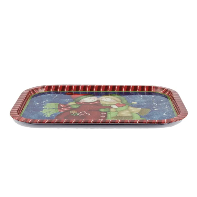 Jinglow Metal Rectangular Blue Serving Tray media 4