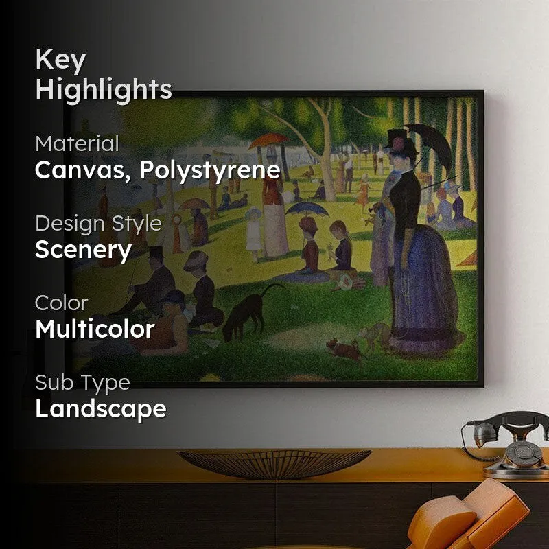 A Sunday Park Canvas Wall Painting - Black Frame media 2