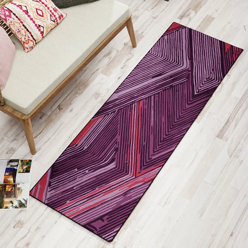 Albion Geometric Micro Fiber Runner Rug - Purple media 1