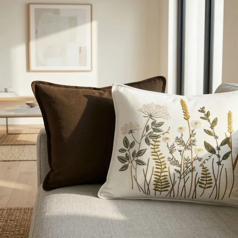 Fresh Printed Cotton Cushion Cover (Brown) - Set of Two - 3