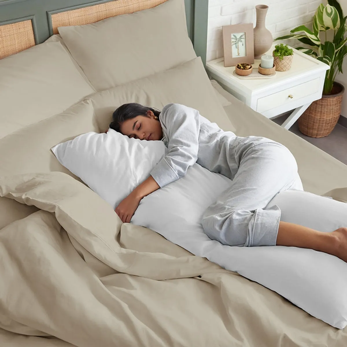 Maison Fitted Solid Cotton Bedsheet (Beige) - 400 TC - 12