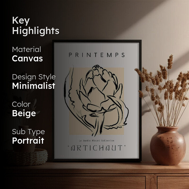Artichaut En Fleurs Archival Canvas Wall Art - Black Frame media 2